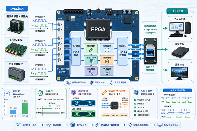 基于FPGA的LVDS与USB3.0多协议融合高速接口技术研究