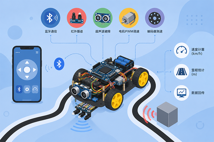 基于STM32的蓝牙控制智能循迹避障小车设计与实现